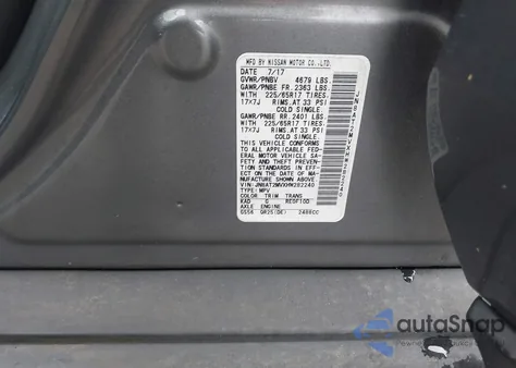 2017 Nissan Rogue Sv из США, поврежденный, VIN JN8AT2MVXHW282240